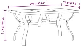 Τραπέζι Κήπου Καφέ &amp; Μαύρο 140x70x70 εκ. από Ατσάλι και Γυαλί - Καφέ