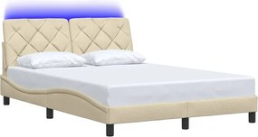 vidaXL Σκελετός Κρεβατιού με LED Χωρίς Στρώμα Κρεμ 140x200 εκ.