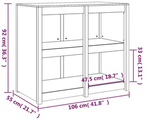 Ντουλάπι Κουζίνας Εξ. Χώρου Λευκό 106x55x92εκ Μασίφ Ξύλο Πεύκου - Λευκό