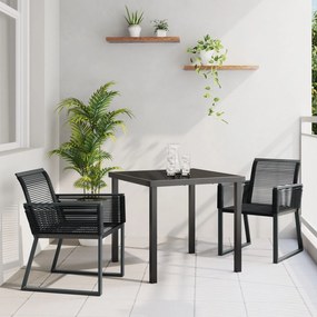 vidaXL Σετ 3 Τεμαχίων Καθισμάτων Κήπου  Μαύρο Πολυ Ρατάν