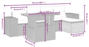 vidaXL Σαλόνι Κήπου 6 Τεμαχίων από Γκρι Συνθετικό Ρατάν με Μαξιλάρια