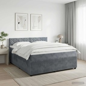 vidaXL Κρεβάτι box spring με στρώμα Σκούρο Γκρι 140 x 200 cm Βελούδο