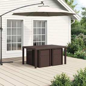 vidaXL Σέτ φαγητού για κήπο με μαξιλάρι 5 pcs Καφέ και Ανθρακί PP