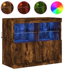 vidaXL Μπουφές με LED Καπνιστή Δρυς 81 x 37 x 67 εκ.