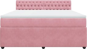 vidaXL Κρεβάτι Boxspring με Στρώμα Ροζ 180x200 εκ. Βελούδινο
