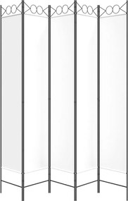 vidaXL Διαχωριστικό Δωματίου με 5 Πάνελ Λευκό 200x220 εκ. από Ύφασμα