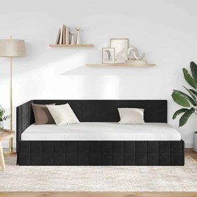 vidaXL Κρεβάτι Γωνίας με κεφαλάρι Μαύρο 100 x 200 cm Βελούδο