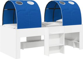 vidaXL Κρεβάτι με Σήραγγα 3 τεμ. Λευκό και Μπλε Επεξεργασμένο Ξύλο
