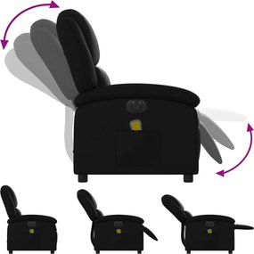 vidaXL Πολυθρόνα Μασάζ Ανακλινόμενη Ηλεκτρική Μαύρη Συνθετικό Δέρμα