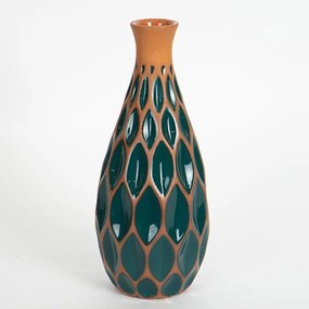 Βάζο Κεραμικό 752-20226 Φ12,1x28,5cm Dark Green-Terracota Estheti Home Κεραμικό