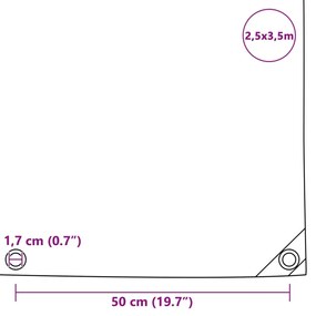 vidaXL Μουσαμάς Λευκός 2,5 x 3,5 μ. 650 γρ./μ.²