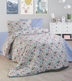 Παπλωματοθήκη Παιδική Polycotton Μονή 160x240εκ. Dino 309 White-Blue DimCol