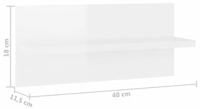 Ραφιέρες Τοίχου 2 τεμ. Γυαλιστερό Λευκό 40 x 11,5 x 18 εκ. - Λευκό