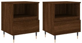vidaXL Κομοδίνα 2 τεμ. Καφέ Δρυς 40 x 35 x 50 εκ. από Επεξεργ. Ξύλο