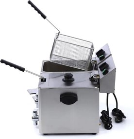 Deep Fryer - 2 x 8L - 2 Baskets - with Drain Tap