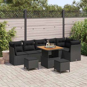 vidaXL Σετ Καναπέ Κήπου 9 pcs Μαύρο συνθετικό ρατάν