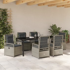 vidaXL Σετ 7 Τεμαχίων Επίπλων Κήπου Φωτεινού Γκρι Συνθετικού Ράταν