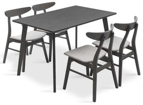 Tραπεζαρία Benson - Orlean pakoworld σετ 5τμχ rustic grey - ύφασμα γκρι 120x80x75εκ