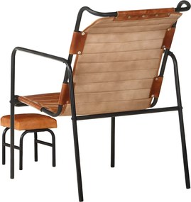 vidaXL Πολυθρόνα Relax Καφέ από Γνήσιο Δέρμα Με Υποπόδιο