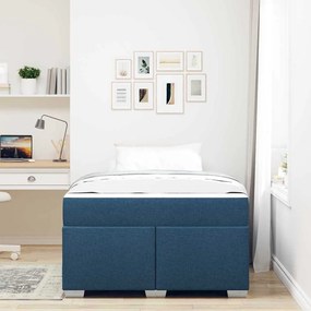 vidaXL Σκελετός Κρεβατιού με στρώμα Μπλε 120 x 200 cm ύφασμα