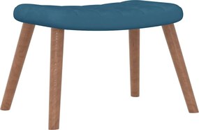 vidaXL Πολυθρόνα Relax Μπλε Βελούδινη με Σκαμπό