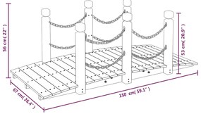 vidaXL Γέφυρα Κήπου με Αλυσίδες 150x67x56 εκ. Μασίφ Ξύλο Ερυθρελάτης