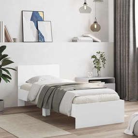 vidaXL Σκελετός Κρεβατιού Επιτοίχιο Λευκό Επεξεργασμένο ξύλο