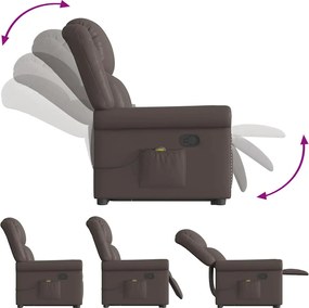 vidaXL Μόνιμη πολυθρόνα μασάζ Shiny Brown Faux Leather