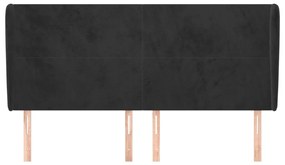 Κεφαλάρι με Πτερύγια Μαύρο 163x23x118/128 εκ. Βελούδινο - Μαύρο
