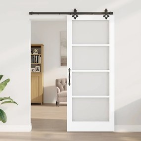 vidaXL Συρόμενη Πόρτα Χειροκίνητος Λευκό 86 x 211 cm Ξύλο και μέταλλο