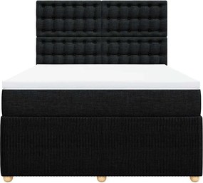 vidaXL Κρεβάτι Boxspring με Στρώμα Μαύρο 140x190 εκ. Υφασμάτινο