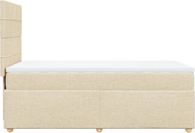 vidaXL Κρεβάτι Boxspring με Στρώμα Κρεμ 100 x 200 εκ. Υφασμάτινο