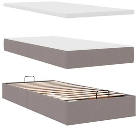 vidaXL Οθωμανικό κρεβάτι με στρώμα Taupe 90x200cm ύφασμα