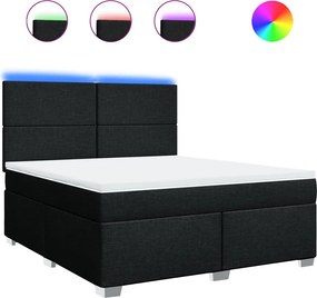 vidaXL Κρεβάτι Boxspring με Στρώμα Μαύρο 180x200 εκ. Υφασμάτινο