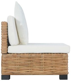 vidaXL Πολυθρόνα Χωρίς Μπράτσα από Φυσικό Ρατάν με Μαξιλάρια