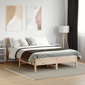vidaXL Bed Frame Φυσικό 120 x 190 cm Solid pine wood and plywood