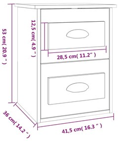 Κομοδίνα Επιτοίχια 2 τεμ. Sonoma Δρυς 41,5x36x53 εκ. - Καφέ