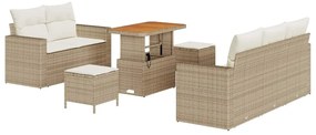 vidaXL Σετ Καναπέ Κήπου Ρυθμιζόμενο ύψος 8 pcs Μπεζ συνθετικό ρατάν