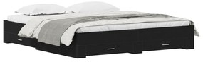 vidaXL Κρεβάτι με Συρτάρια Μαύρη Δρυς 180x200 εκ Επεξεργασμένο Ξύλο