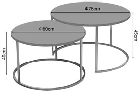 Τραπέζια σαλονιού Solme pakoworld σετ 2τεμ κρεμ μελαμίνης-χρυσό μέταλλο