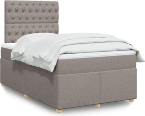 vidaXL Κρεβάτι Boxspring με Στρώμα Taupe 120x190 εκ. Υφασμάτινο