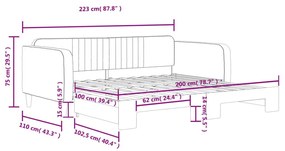 Καναπές Κρεβάτι Συρόμενος Αν. Γκρι 100 x 200 εκ. Βελούδινος - Γκρι