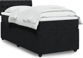 vidaXL Κρεβάτι Boxspring με Στρώμα Μαύρο 90x190 εκ. Βελούδινο