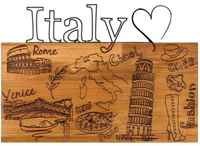Διακοσμητικό Τοίχου I Love You Italy 279ENZ1809 58x41cm Walnut-Black Wallity Μέταλλο,Ξύλο