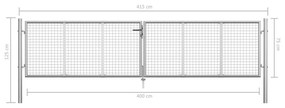Πόρτα Περίφραξης Ασημί 415 x 125 εκ. από Γαλβανισμένο Χάλυβα - Ασήμι