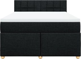 vidaXL Κρεβάτι Boxspring με Στρώμα Μαύρο 140x190 εκ. Υφασμάτινο