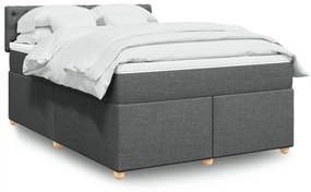 vidaXL Κρεβάτι Boxspring με Στρώμα Σκούρο Γκρι 140x190 εκ. Υφασμάτινο