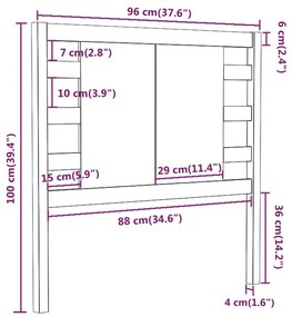 vidaXL Κεφαλάρι Κρεβατιού Μαύρο 96 x 4 x 100 εκ. από Μασίφ Ξύλο Πεύκου