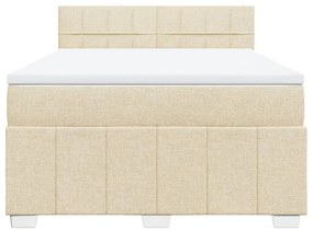 Κρεβάτι Boxspring με Στρώμα Κρεμ 160x200 εκ. Υφασμάτινο - Κρεμ