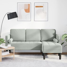 vidaXL Καναπές 3 Θέσεων με Chaise L-σχήματος Ανοιχτό Γκρι 160 εκ Βελούδο